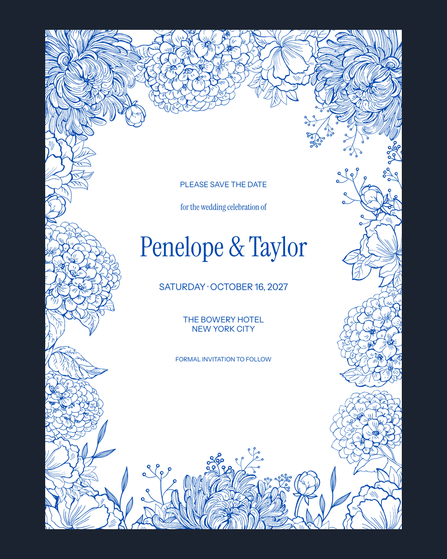 Something Blue — a preview of the published Save the Date.